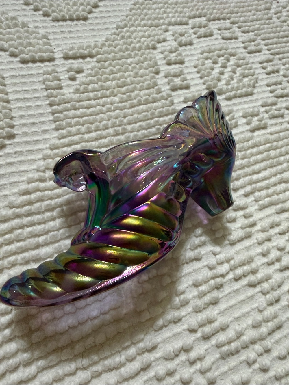 Fenton handmade carnival glass shoe/ slipper stamped on bottom